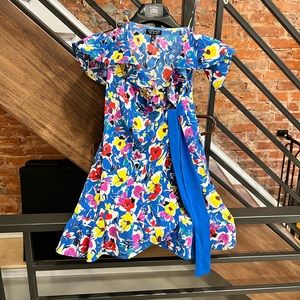 Off shoulder floral wrap dress